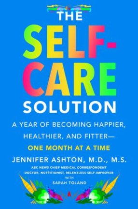 Book COver: The Self-Care Solution in a bright blue and rainbow letters