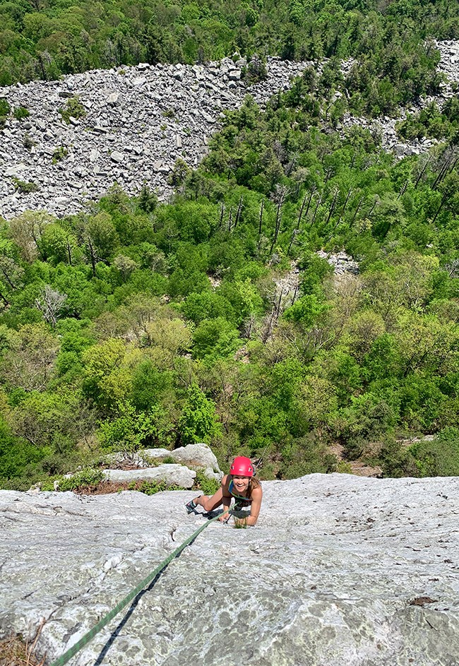 Christine Capilouto climbs in The Shawangunk Mountains.