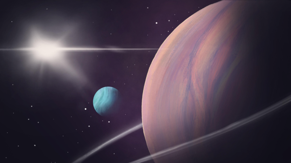 An exomoon circles a gas giant planet (Image: Helena Valenzuela Widerström)