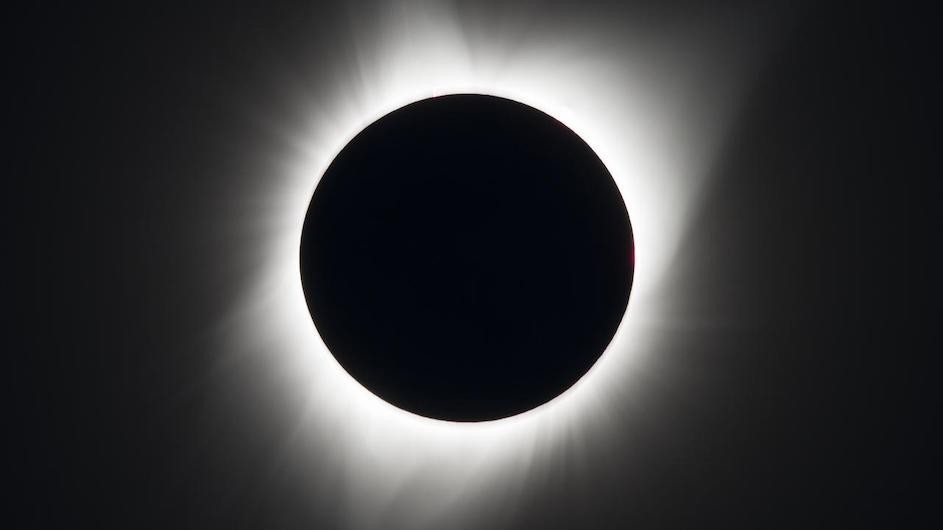 A total solar eclipse as seen above Madras, Oregon, in August 2017.
