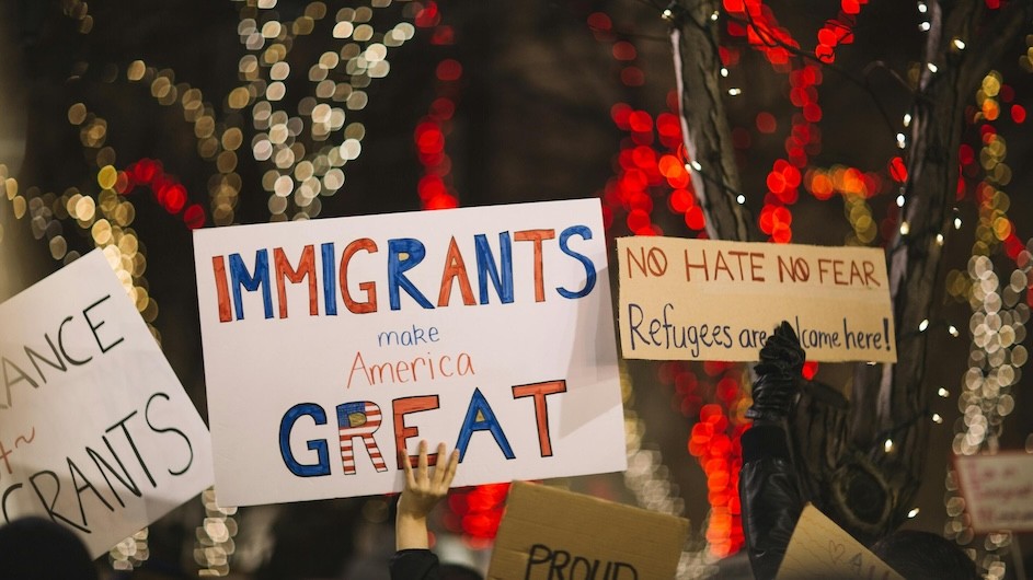 Signs at a pro-immigration demonstration