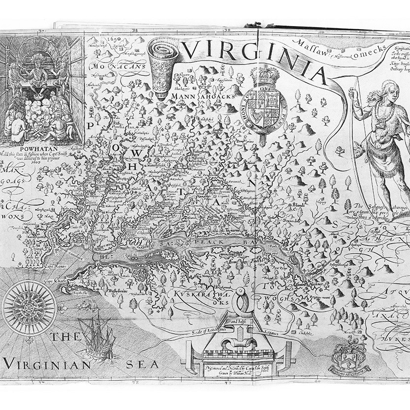 An archival illustrated map of Virginia