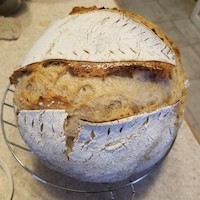 An image of a sourdough loaf of bread