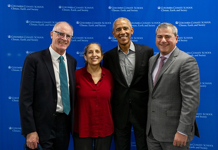 Alex Halliday, Ruth DeFries, Barack Obama, and Jason Bordoff.