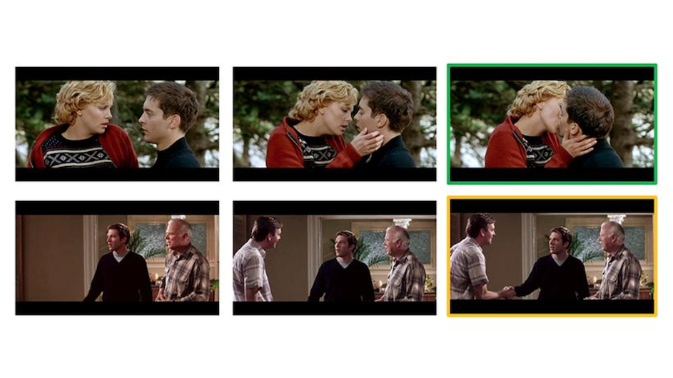 An AI learns to predict what comes next in a stream of video just as we learn to anticipate what another person is about to do. An AI learns to predict what comes next in a stream of video just as we learn to anticipate what another person is about to do. Video stills from The Cider House Rules and Mumford. (bottom)