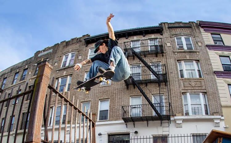Alexis Sablone on a skateboard.