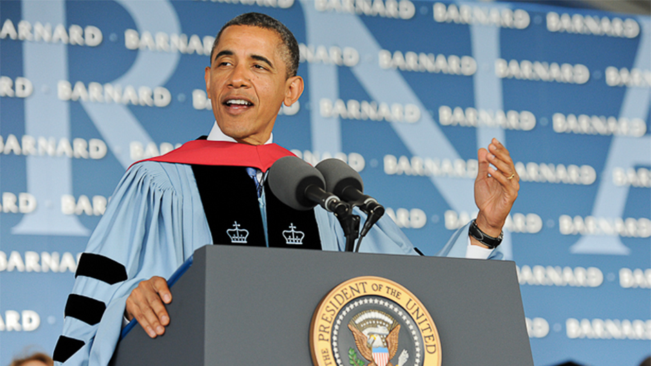 Barack Obama at Barnard Commencement, 2012. 