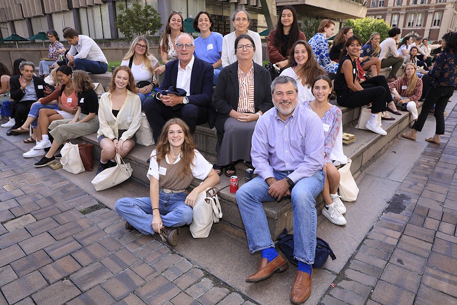 The founders of Columbia's Climate School and their first cohort of students. Photo by Michael DiVito. The founders of Columbia's Climate School and their first cohort of students. Photo by Michael DiVito.