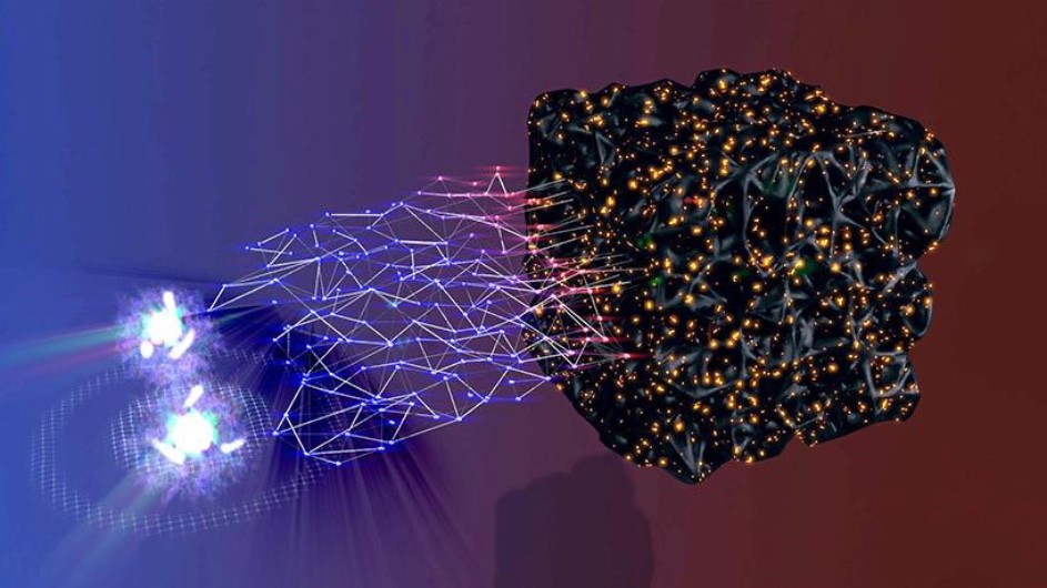 Schematic of the bridging of the cold quantum world and high-temperature metal extraction with machine learning. (Image: Columbia Engineering)