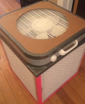 A DIY Corsi-Rosenthal Box can be made with a box fan and an HVAC filter. (Photo: Festucarubra, Wikimedia Commons) Example of a DIY Corsi-Rosenthal Box