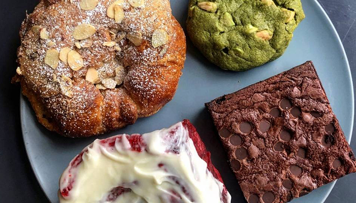 a plate of assorted pastries