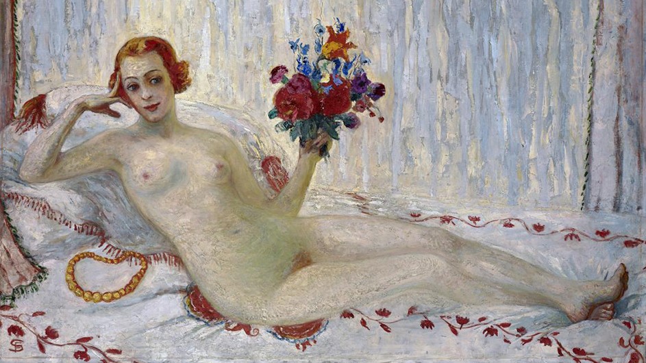 A Model (Nude Self-Portrait), circa 1915, by Florine Stettheimer, oil on canvas, Art Properties, Avery Architectural & Fine Arts Library, Columbia University, Gift of the Estate of Ettie Stettheimer. Nude (Self-Portrait) by Florine Stettheimer, Columbia University Art Properties