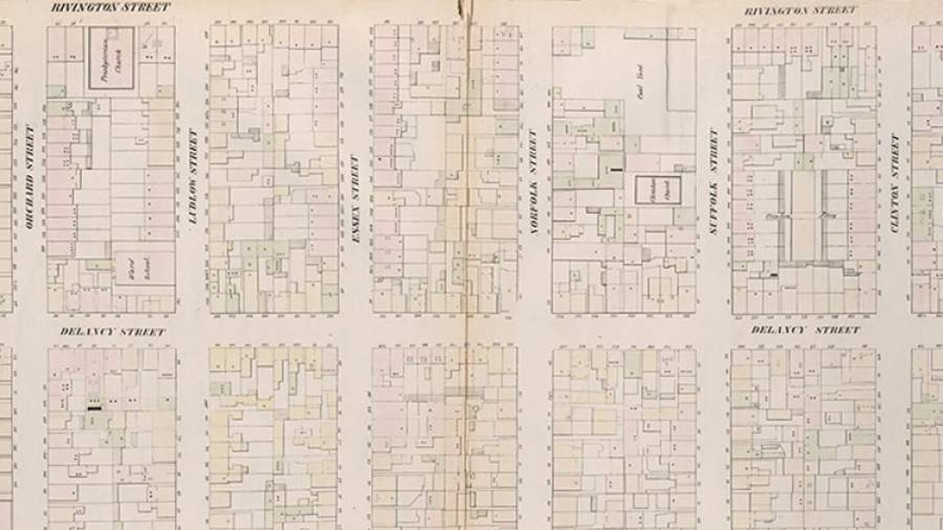 A few blocks on the Lower East Side, as documented in William Perris's 1852 Maps of the City of New York. (Source: New York Public Library) Mapping New York: A Digital Atlas, Columbia University
