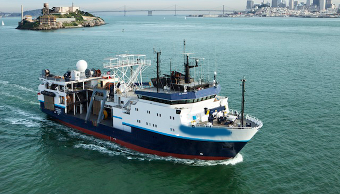 The Marcus G. Langseth sails through San Francisco Bay.