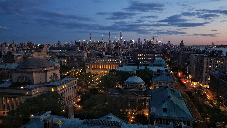 Morningside campus at dusk, Columbia University