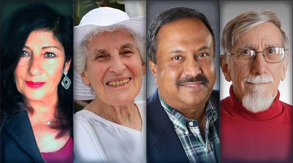From left: Elena Aprile, Joan Birman, Sankar Ghosh, and Robert Jervis. Elena Aprile, Sankar Ghosh, and Robert Jervis: Columbia professors. Joan Birman: Barnard professor.