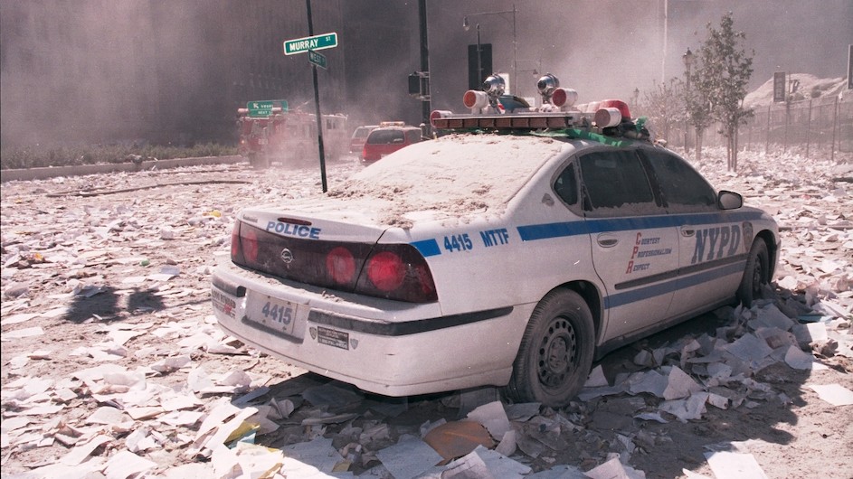 NYPD car covered in ash after 9/11