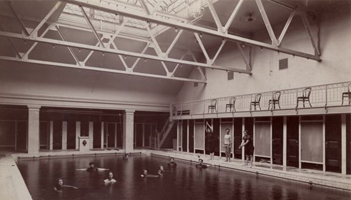 A photo from 1900 of the Teachers College pool. 