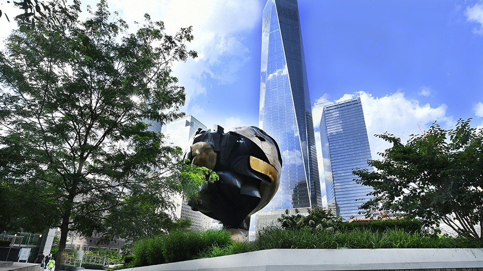 Fritz Koenig's "Sphere," at the World Trade Center site. Photo by Eileen Barroso. Fritz Koenig's Sphere, World Trade Center