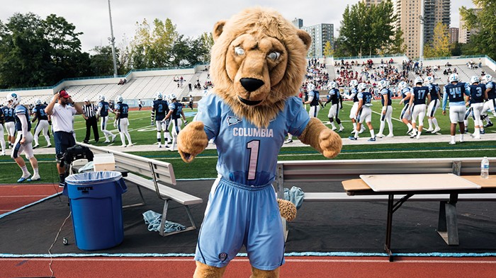 Photo by Ben Hilder, Columbia College Today Roar-EE the lion at a Columbia Football game in 2005.