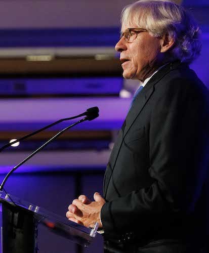 “Thank you for reflecting and manifesting the values that we respect,” said President Lee C. Bollinger. "Thank you for being part of Columbia." (Photo: Sirin Samman) Columbia President Lee C. Bollinger speaking at the annual Military Ball hosted by the School of General Studies