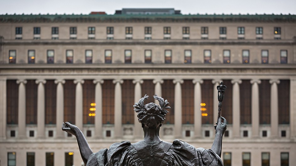 Columbia University Alma Mater statute facing Butler Library