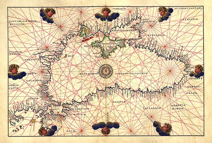 Battista Agnese map of the Black Sea, circa 1544. Battista Agnese Black Sea Map