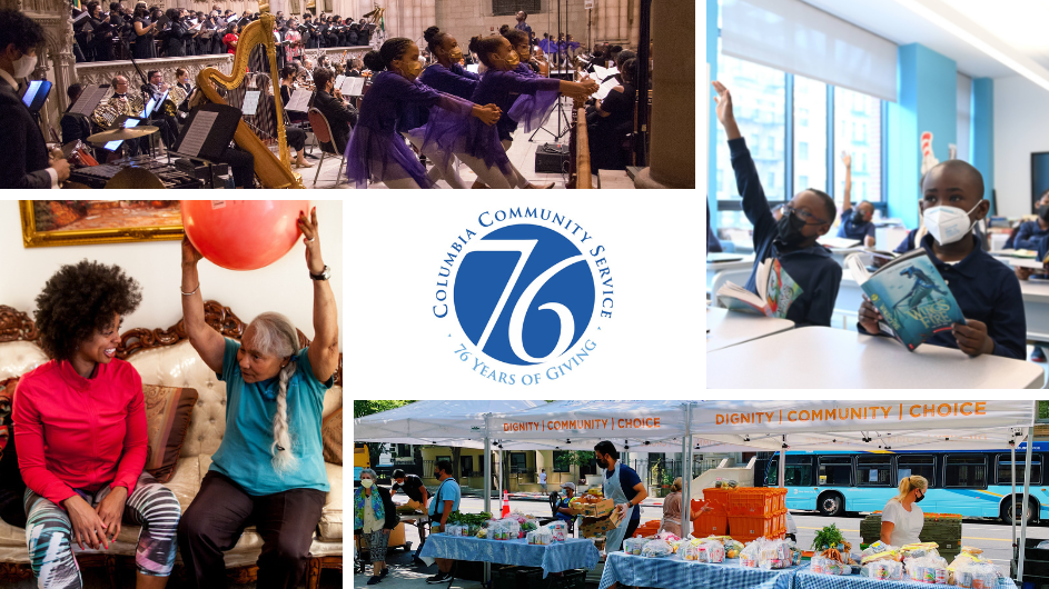 A collage of images for Columbia Community Service.