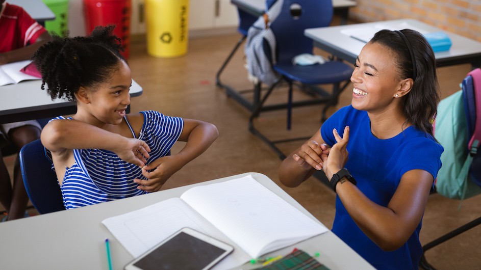 deaf children in classroom