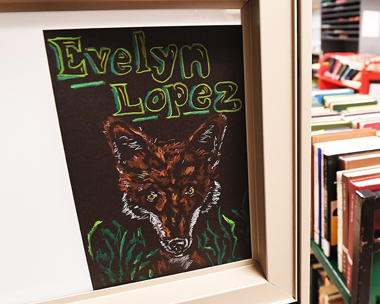 Freddy Claudio's art showing a fox for Evelyn Lopez.