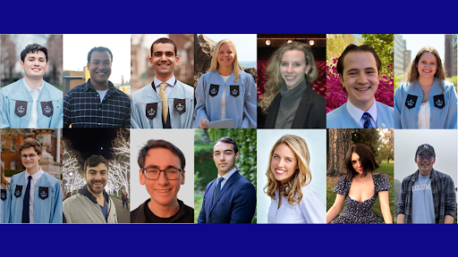 14 Fulbright Scholars in regalia or headshots from Columbia. 