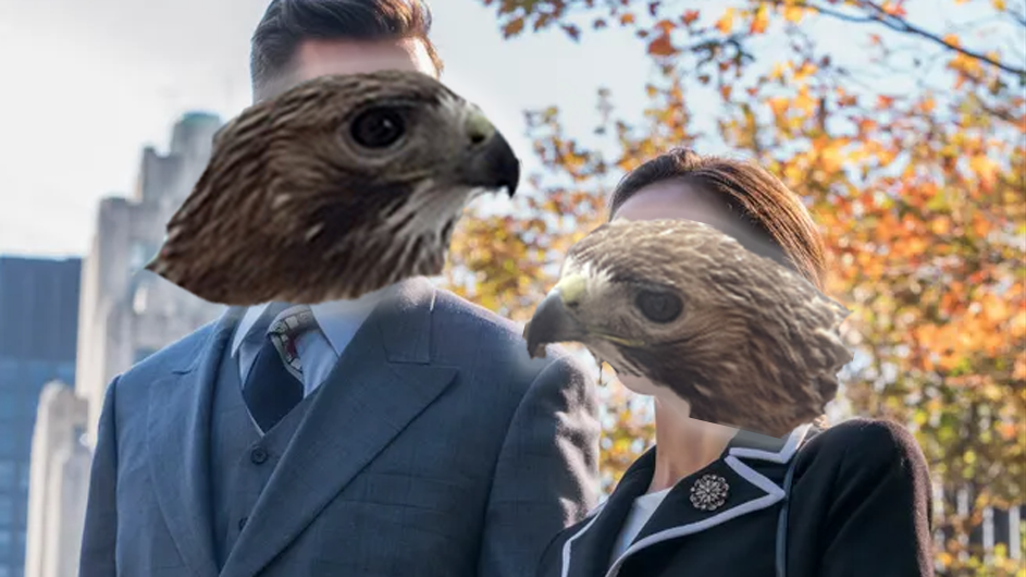 Ruth and Marty Ginsburg envisioned as hawks