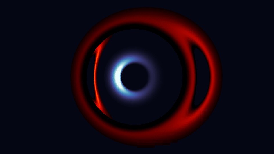 simulation of the lensing effect in a pair of merging black holes