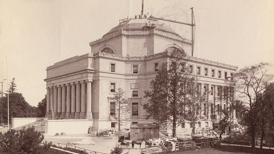 Low Library being constructed in 1896. 