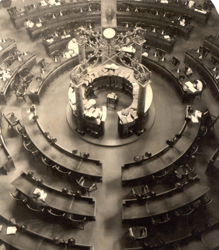 The Low rotunda once featured a reading room in the round. Low's former rotunda reading room