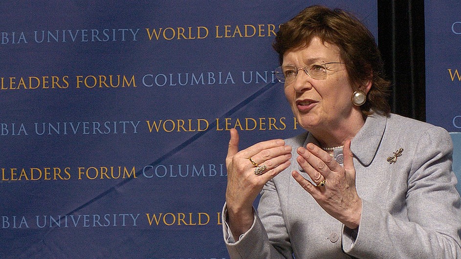 In September 2006, Mary Robinson, the former president of Ireland, spoke about security in the 21st century as part of special look at Women Leaders and Global Challenges at the Columbia World Leaders Forum.