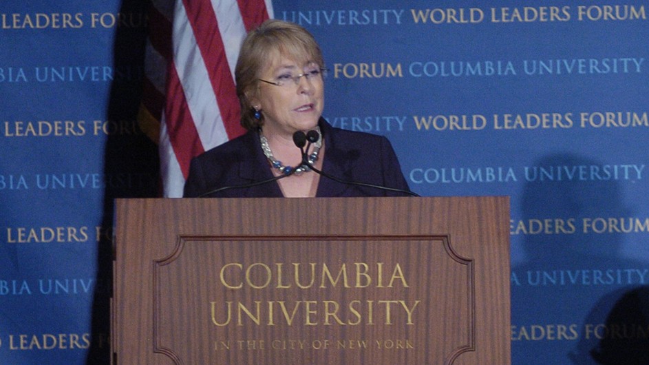 The Republic of Chile's then President Michelle Bachelet visited campus twice for a World Leaders event in 2007 and 2015. 