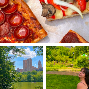 Pizza, Central Park, and a girl in Central Park