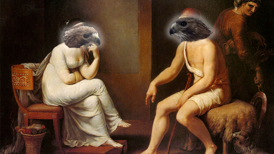 Odysseus and Penelope envisioned as hawks