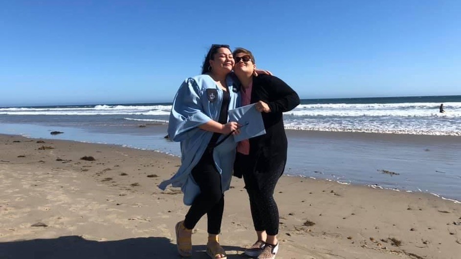 Andrea Munoz and Rosa Muñoz on the beach