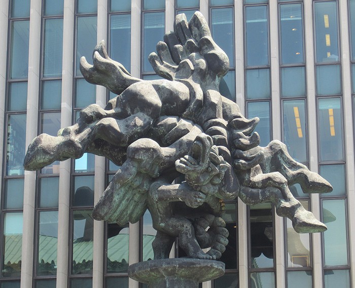 Courtesy Wikimedia Commons. Jacquez Lipchitz's Bellerophon Taming Pegasus on Columbia Law School