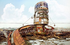 “Makoko Waterfront,” Shanty Megastructures series by Olalekan Jeyifous. Shanty Megastructures by Olalekan Jeyifous