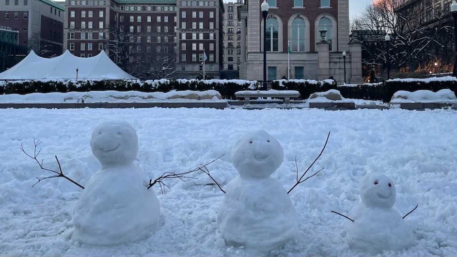 Snowmen on Morningside campus