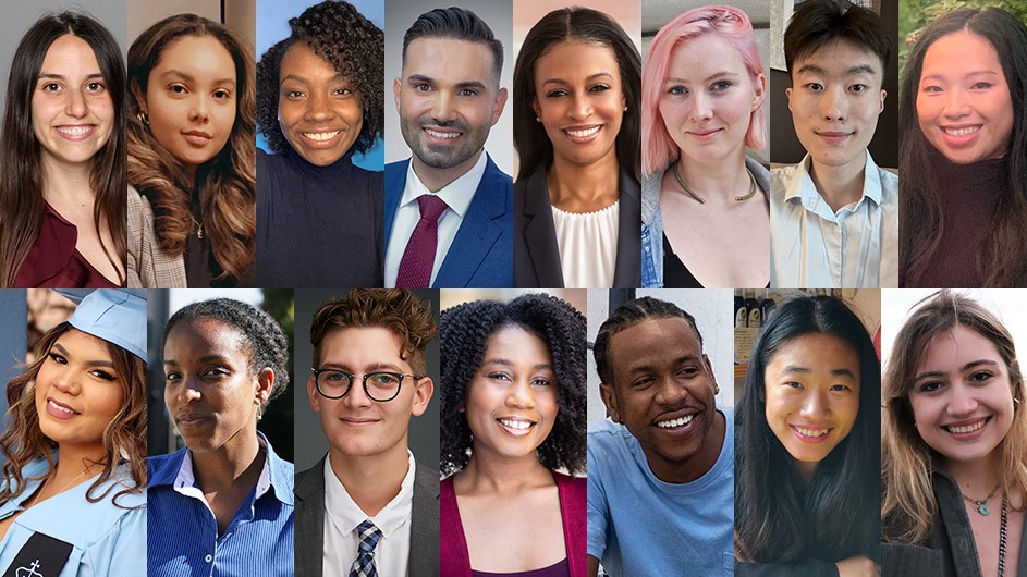 Columbia social justice class of 2022. Top row from left: Lulu Arias, Briana Carbajal, Faith Daniel, Carlos Galvez, Julie “Julz” Greene, Ellie Quinlan Houghtaling, Aiden Liu, and Samanta Ratsavong. Bottom row from left: Kellian Anise Staggers, Leselle Vincent, Brandon Vines, Ashley Wells, Elzie Williams III, Tianyu Yang, and Egem Yorulmaz.