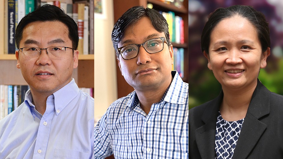 Columbia professors (left to right): Zhezhen Jin, Bodhi Sen, and Tian Zheng. 