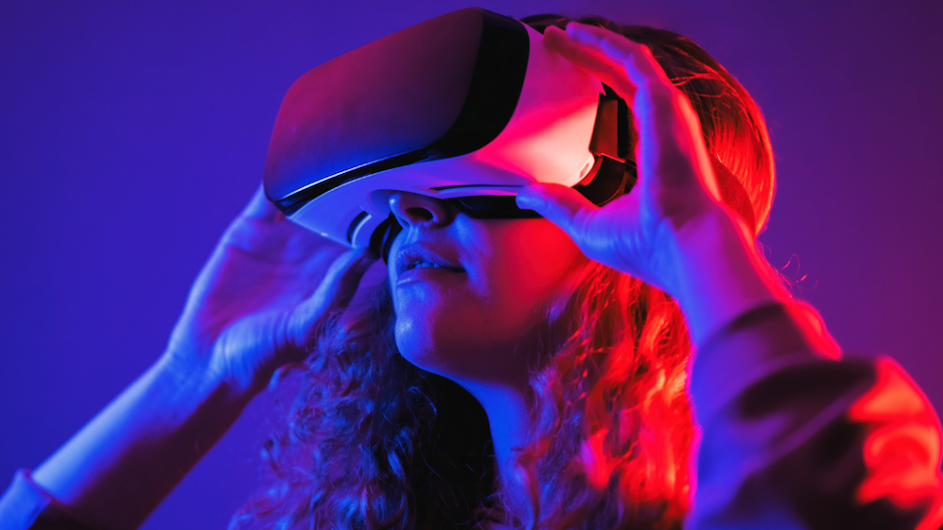 Person using virtual reality glasses.