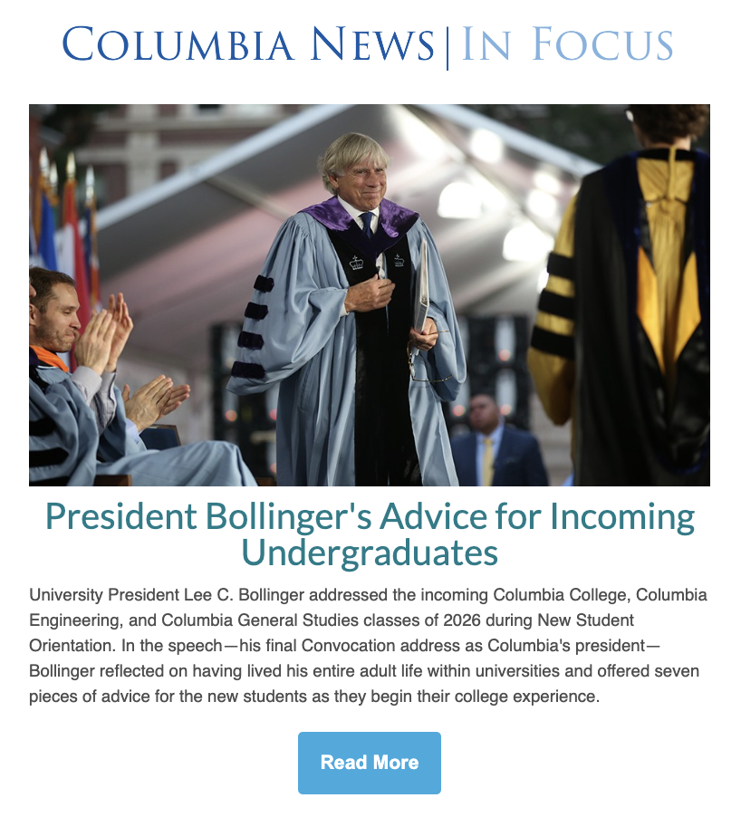 Screenshot of an In Focus newsletter from September 2022