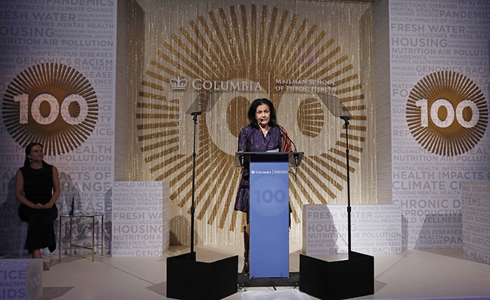 Wafaa El Sadr addresses crowd at centennial gala