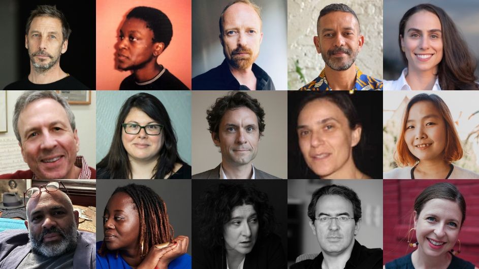 A composite image of headshots of people.