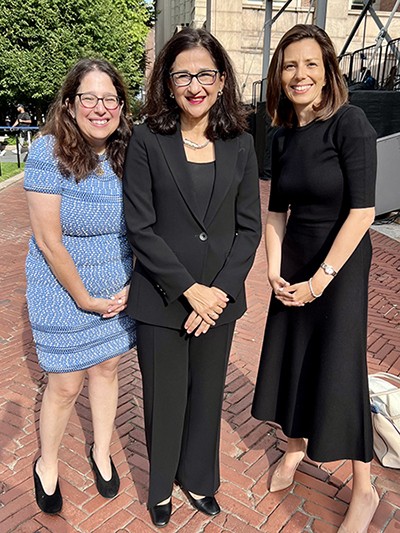 Dean Lisa Rosen-Metsch, President Minouche Shafik, and Dean Keren Yarhi-Milo. 